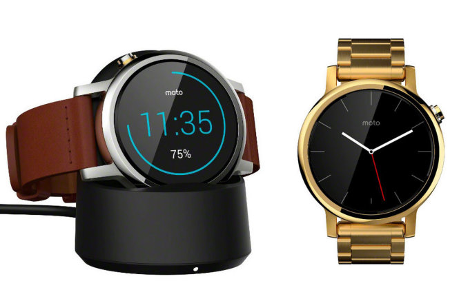 Đồng hồ thông minh Moto 360 2015 có thể gắn dây da hay dây kim loại tùy ý - Ảnh: Motorola